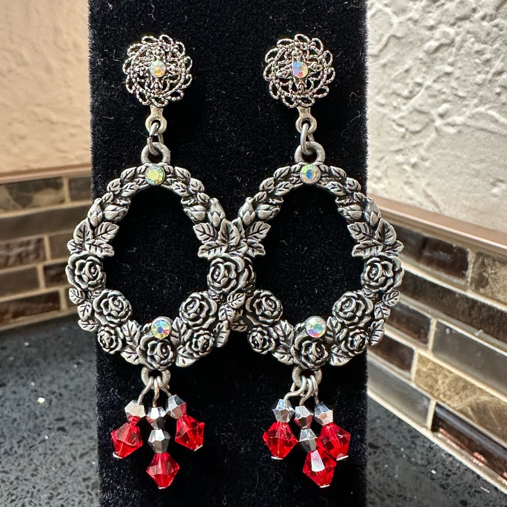 Sterling silver plated and Swarovski earrings